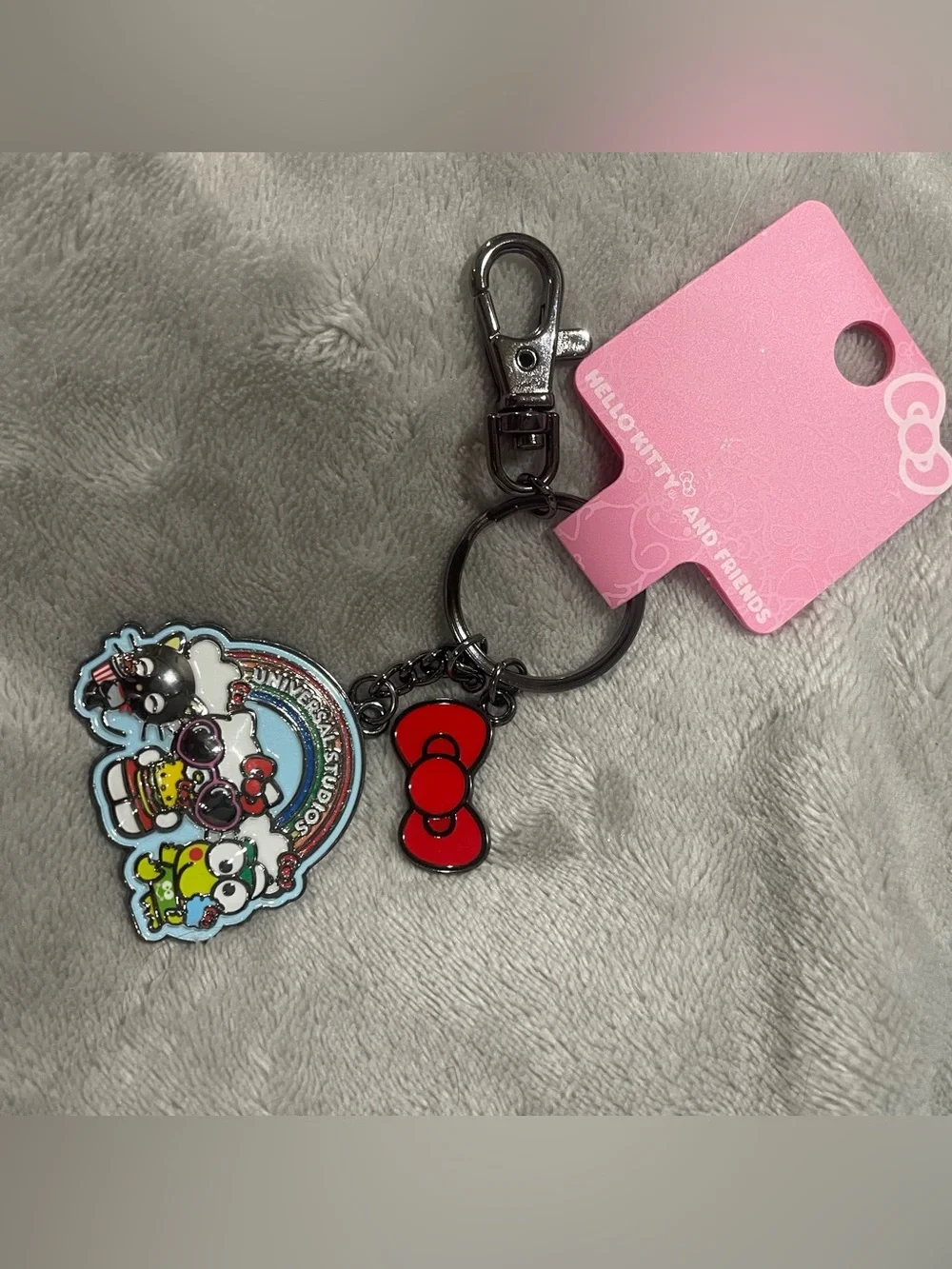 Sanrio Hello Kitty & Friends Keychain with Red Bow and Multicolor Charms